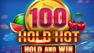 Tampilan layar permainan slot 100 Hold Hot Hold and Win dengan tema buah klasik.